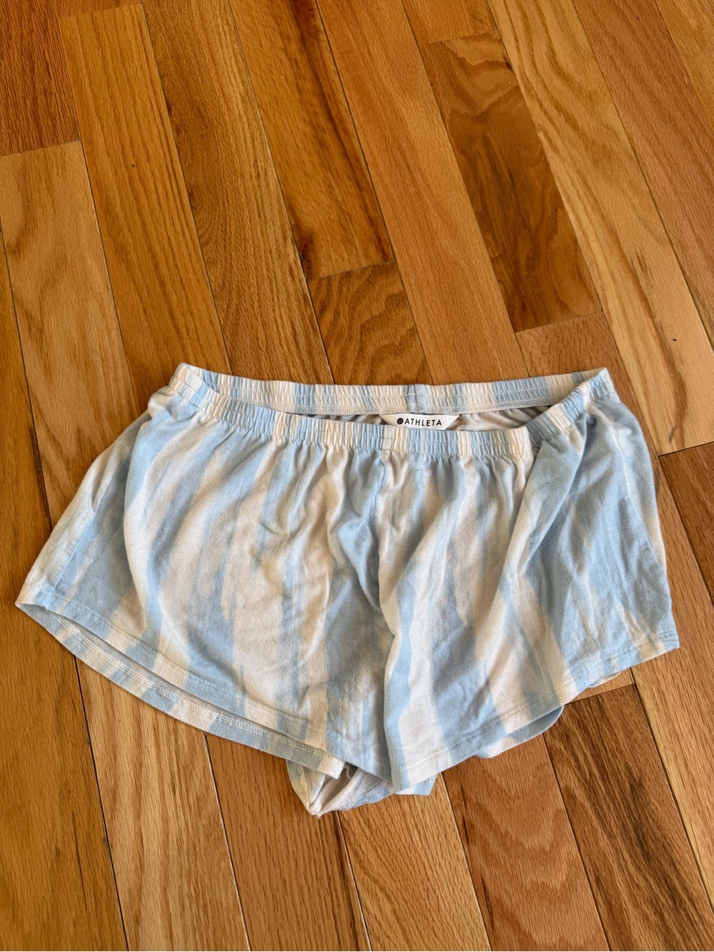 Athleta Light Blue & White Striped Athletic Lounge Shorts